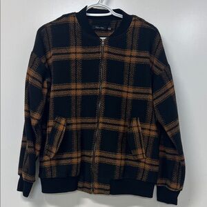 Doe & Rae, Women's, Plaid, Bomber Jacket, Small, Brown & Black